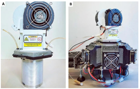 圖2. Signify光化學反應器。A) 毛細管微反應器;B) 帶有LED光源模塊的反應器。 圖2. Signify光化學反應器。A) 毛細管微反應器;B) 帶有LED光源模塊的反應器。
