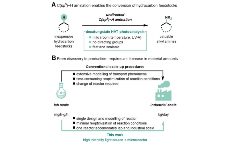 基于高功率流動光反應器實現快速和可放大的光催化C(sp3)-H鍵胺化
